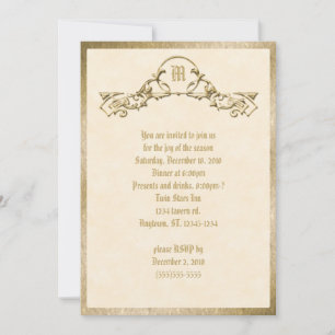 Gold Embossed Kijk Monogram Uitnodiging