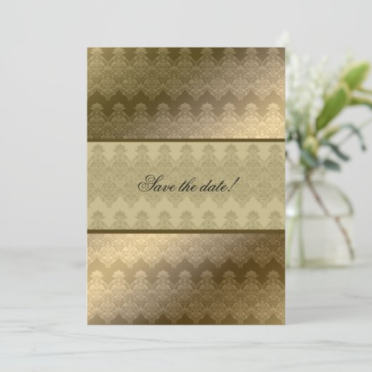 Gold Embossed look Renaissance Wedding Invitation Save The Date (Staand voorkant)