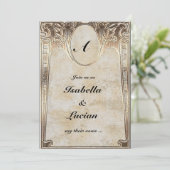 Gold Embossed look Steamunk Wedden Kaart (Staand voorkant)