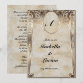 Gold Embossed look Steamunk Wedden Kaart (Voorkant / Achterkant)