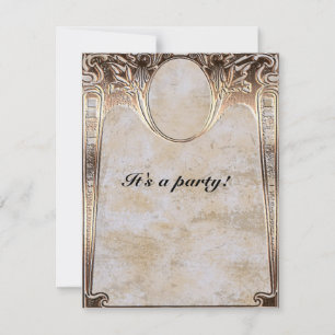 Gold Embossed look Steamunk Wedden Kaart