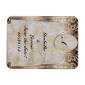 Gold Embossed look Steamunk Wedden Magneet (Horizontaal)