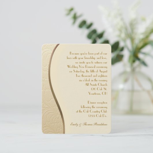 Gold Embossed Wedding Vow Renewal Kaart (Staand voorkant)