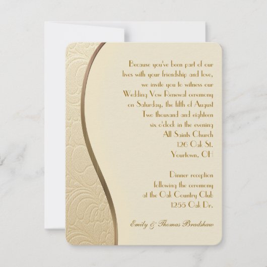 Gold Embossed Wedding Vow Renewal Kaart (Voorkant)