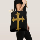 Gold Embroidered Look Cross Front and Back Tote Bag (Dichtbij)