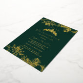 Gold Emerald Elegant Quinceanera Folie Uitnodiging (Gedraaid)