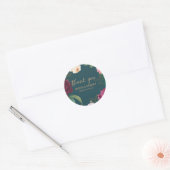 Gold & Emerald Green Floral Wedding Ronde Sticker (Envelop)