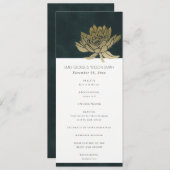 GOLD EMERALD GREEN LOTUS WEDDING CEREMONY PROGRAMM MENU (Voorkant / Achterkant)
