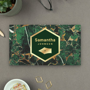 Gold Emerald Green Marble Pen Nib Professional Visitekaartje