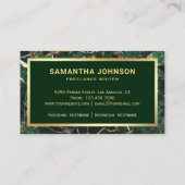 Gold Emerald Green Marble Pen Nib Professional Visitekaartje (Achterkant)