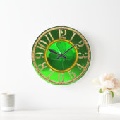 Gold Emerald Green Shamrock St Patrick's Day Grote Klok (Huis)