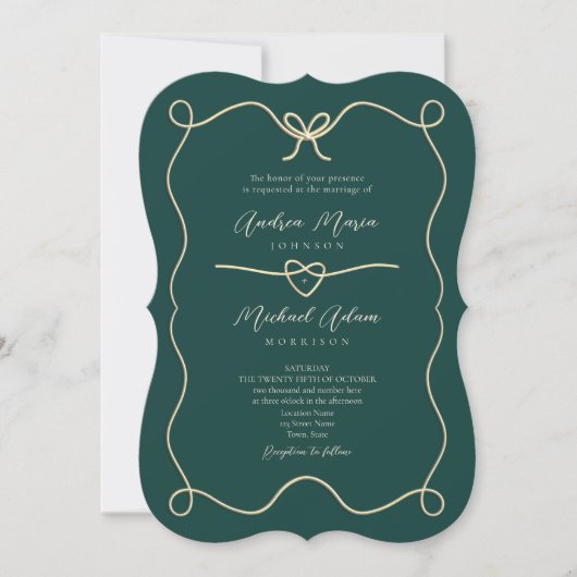 Gold Emerald Green Wedding Kaart (Voorkant)