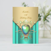 Gold Emerald Jade Green Elegant Birthday Party Kaart (Staand voorkant)
