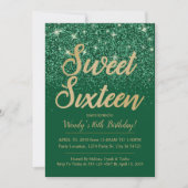 Gold Emerald Sweet 16 Birthday-uitnodigingen Kaart (Voorkant)