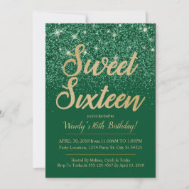 Gold Emerald Sweet 16 Birthday-uitnodigingen Kaart