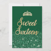 Gold Emerald Sweet 16 Birthday-uitnodigingen Kaart (Achterkant)