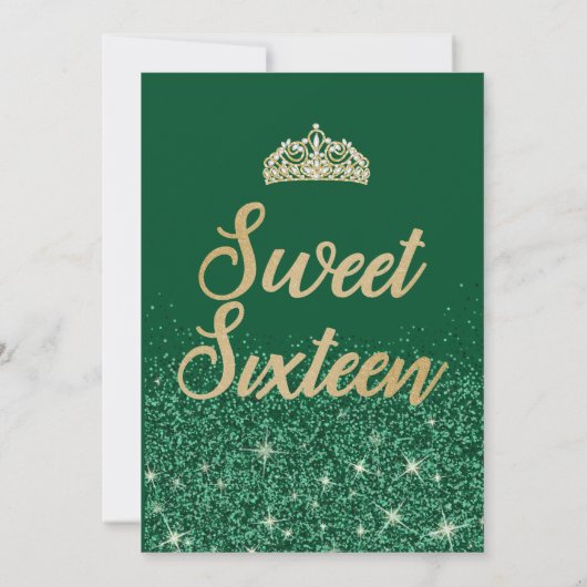 Gold Emerald Sweet 16 Birthday-uitnodigingen Kaart (Achterkant)