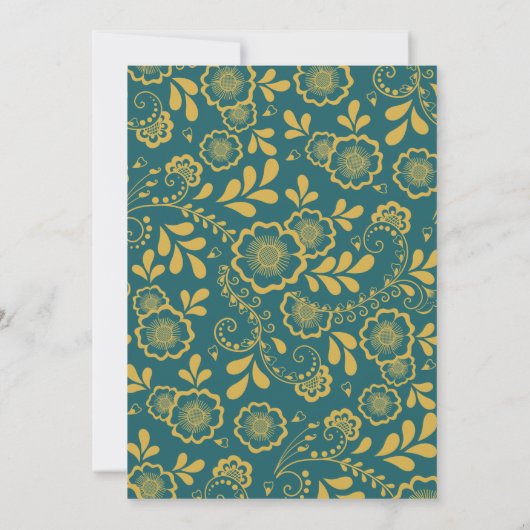 Gold Emerald Victoriaans Floral Lace Save the Date Kaart (Achterkant)
