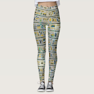 Gold en Abalone Egyptische hiërogliefen op parel Leggings