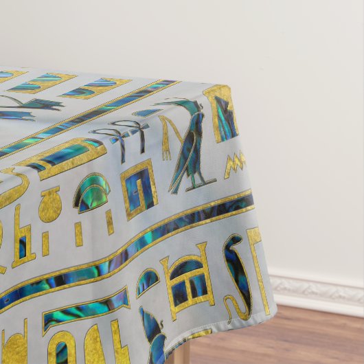 Gold en Abalone Egyptische hiërogliefen op parel Tafelkleed (Voorbeeld)