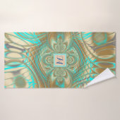 Gold- en Aqua-Abstracte Geometrische handdoek (Badhanddoek)