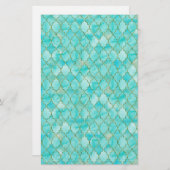Gold- en Aqua Maroccan-patroon Briefpapier (Voorkant / Achterkant)