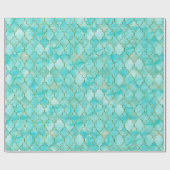 Gold- en Aqua Maroccan-patroon Cadeaupapier (Vlak)