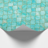Gold- en Aqua Maroccan-patroon Cadeaupapier (Hoek)