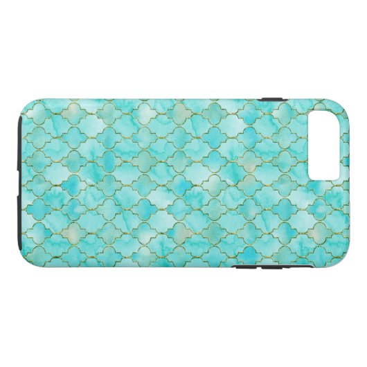 Gold- en Aqua Maroccan-patroon Case-Mate iPhone Case (Achterkant (Horizontaal))