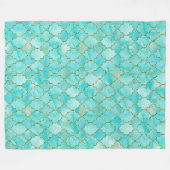 Gold- en Aqua Maroccan-patroon Fleece Deken (Voorkant (Horizontaal))