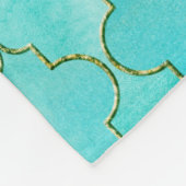 Gold- en Aqua Maroccan-patroon Fleece Deken (Hoek)