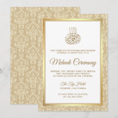 Gold en Beige Damask Islamic Mehndi Ceremony Kaart (Voorkant / Achterkant)