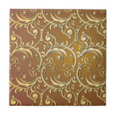 Gold en Beige Filigree Pattern Tegeltje (Voorkant)