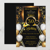 Gold en Black 30th Birthday Invitation Kaart (Voorkant / Achterkant)