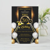 Gold en Black 30th Birthday Kaart (Staand voorkant)
