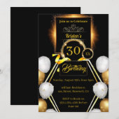 Gold en Black 30th Birthday Kaart (Voorkant / Achterkant)