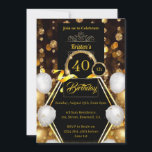 Gold en Black 40th Birthday Invitation Kaart<br><div class="desc">Op zoek naar een stijlvolle en aanpasbare verjaardagskaart? Kijk niet verder dan ons slanke gouden en zwarte design! Deze uitnodiging is ideaal om een beetje elegantie toe te voegen aan uw speciale gelegenheid en kan op maat van uw exacte behoeften worden aangepast. Met zijn oogstrelend ontwerp en gebruiksvriendelijke aanpassingsopties is...</div>