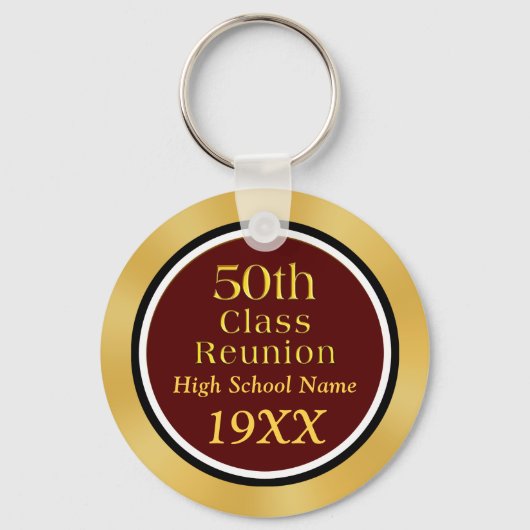 Gold en Black 50th Class Reunion Gift Ideeën Sleutelhanger (Voorkant)