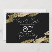 Gold en Black 80th Birthday Sparen de datum Kaart (Voorkant)