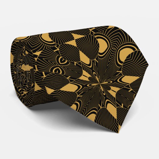 Gold en Black Abstract art Deco Stropdas (Opgerold)
