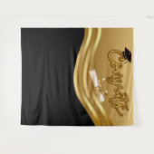 Gold- en BlacK-Afstuderen - Foto-backdrop tapes Wandkleed (Voorkant (horizontaal))