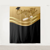 Gold- en BlacK-Afstuderen - Foto-backdrop tapes Wandkleed (Voorkant)