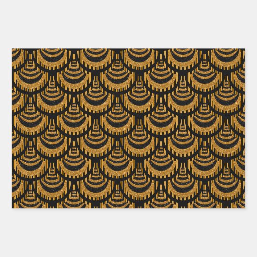 Gold en Black Art Deco Elegant Inpakpapier Vel (Voorkant 3)