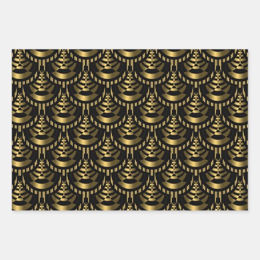 Gold en Black Art Deco Elegant Inpakpapier Vel (Voorkant 2)