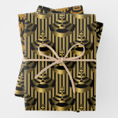 Gold en Black Art Deco Elegant Inpakpapier Vel (In situ)
