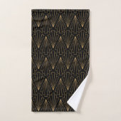 Gold en Black Art Deco Fan Flower Pattern Bad Handdoek (Handdoek)