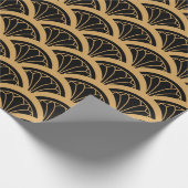 Gold en Black Art Deco Fan Flower Pattern Cadeaupapier (Hoek)