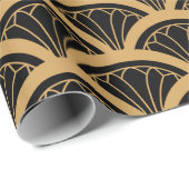 Gold en Black Art Deco Fan Flower Pattern Cadeaupapier (Rol Hoek)