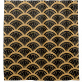 Gold en Black Art Deco Fan Flower Pattern Douchegordijn (Voorkant)