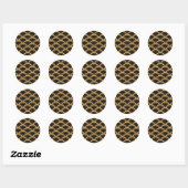 Gold en Black Art Deco Fan Flower Pattern Ronde Sticker (Vel)